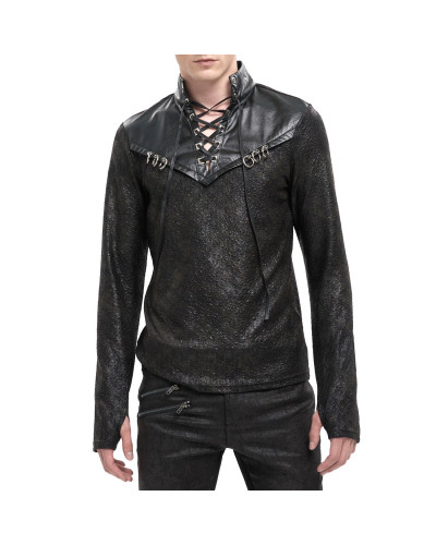 T-Shirt with Faux Leather for Men