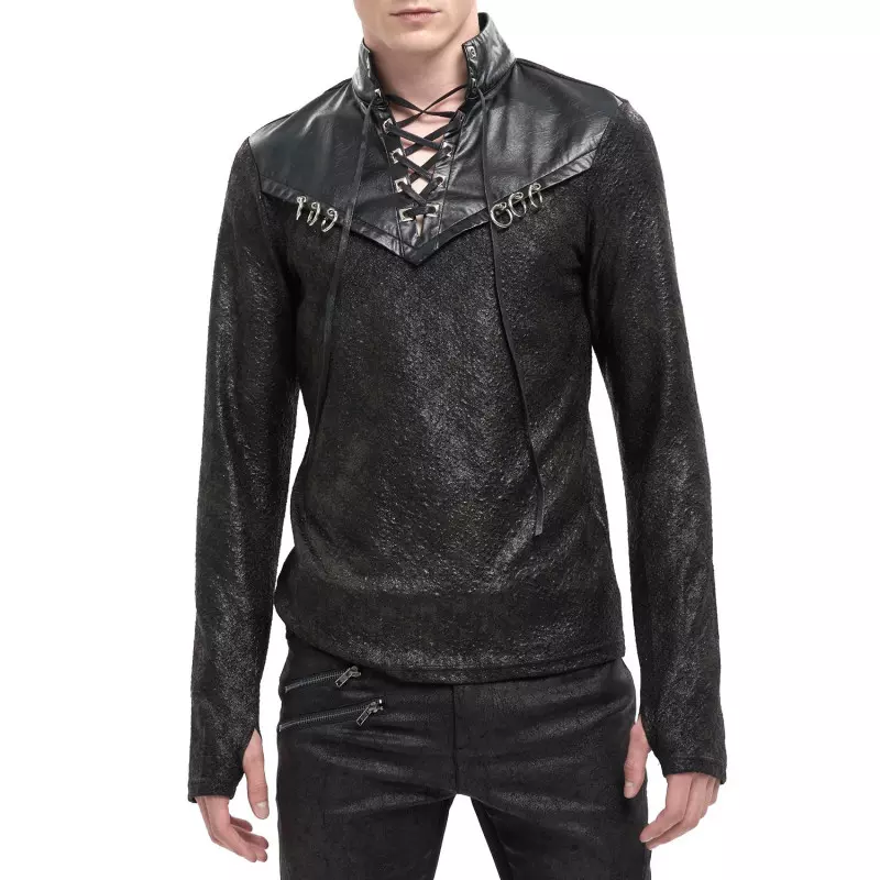 T-Shirt mit Kunstleder für Männer der Devil Fashion-Marke für 63,90 €