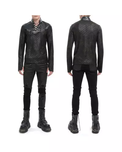 T-Shirt with Faux Leather for Men from Devil Fashion Brand at €63.90