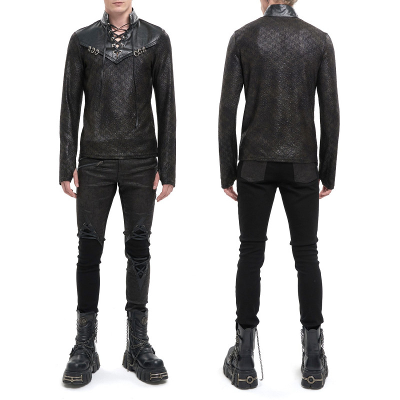 T-Shirt with Faux Leather for Men