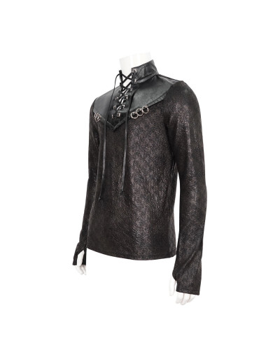 T-Shirt com Couro Artificial para Homem