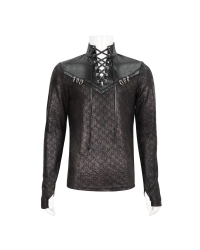 T-Shirt with Faux Leather for Men