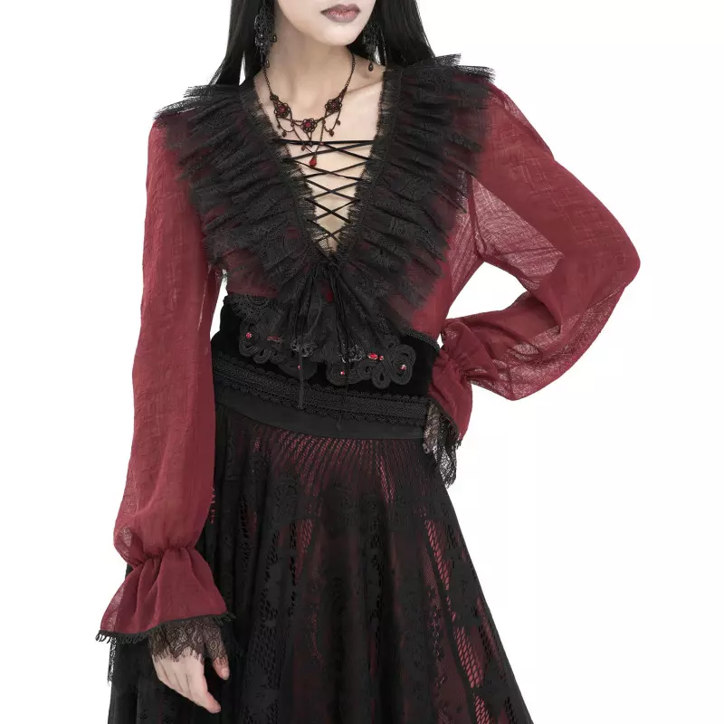 Blouse Rouge Semitransparente de la Marque Devil Fashion à 61,50 €