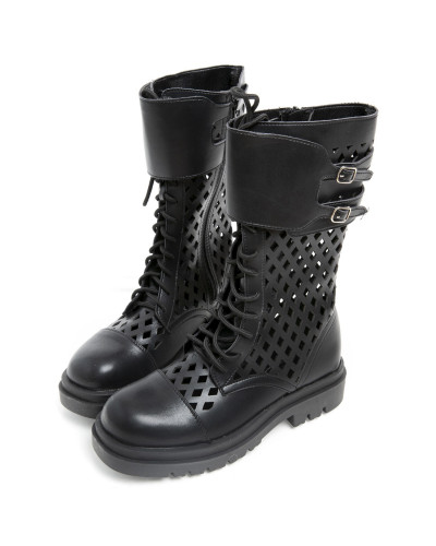Perforated high boots