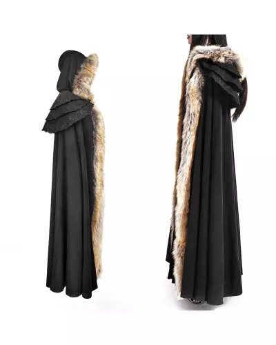 Black Cape with Faux Fur from Punk Rave Brand at €157.50