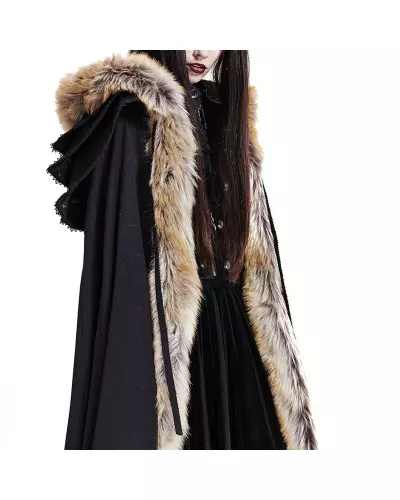 Black Cape with Faux Fur from Punk Rave Brand at €157.50