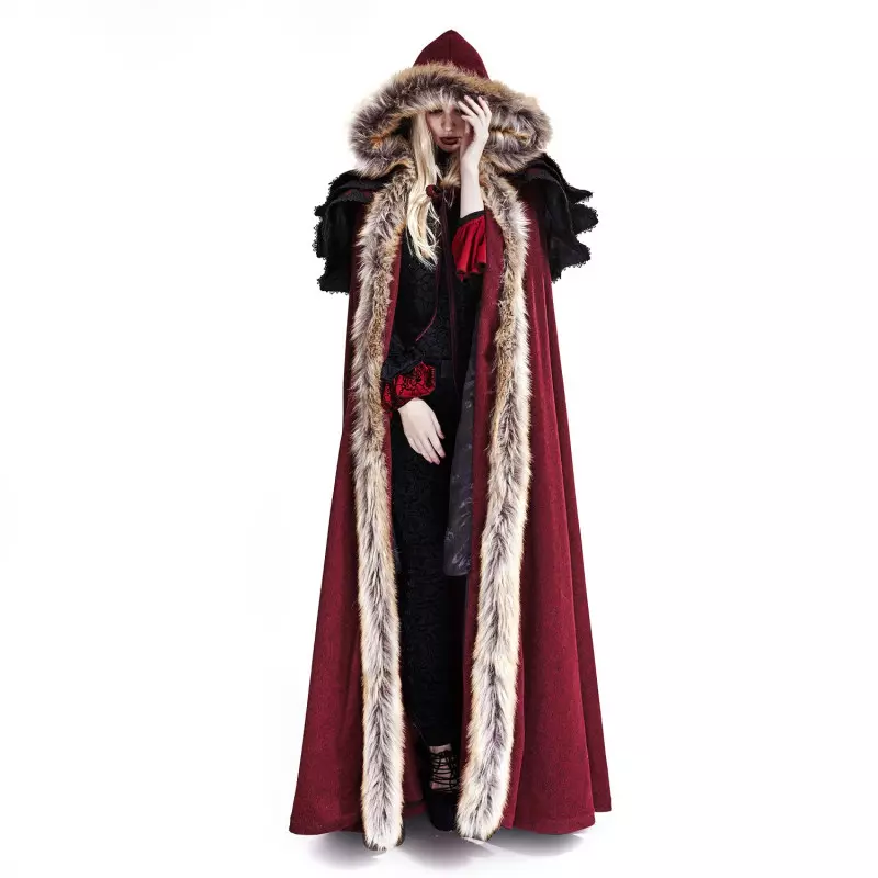 Red Cape with Faux Fur from Punk Rave Brand at €157.50