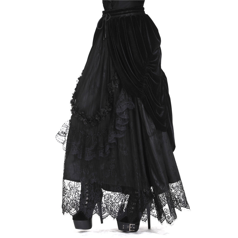 Black Gothic Skirt with Velvet