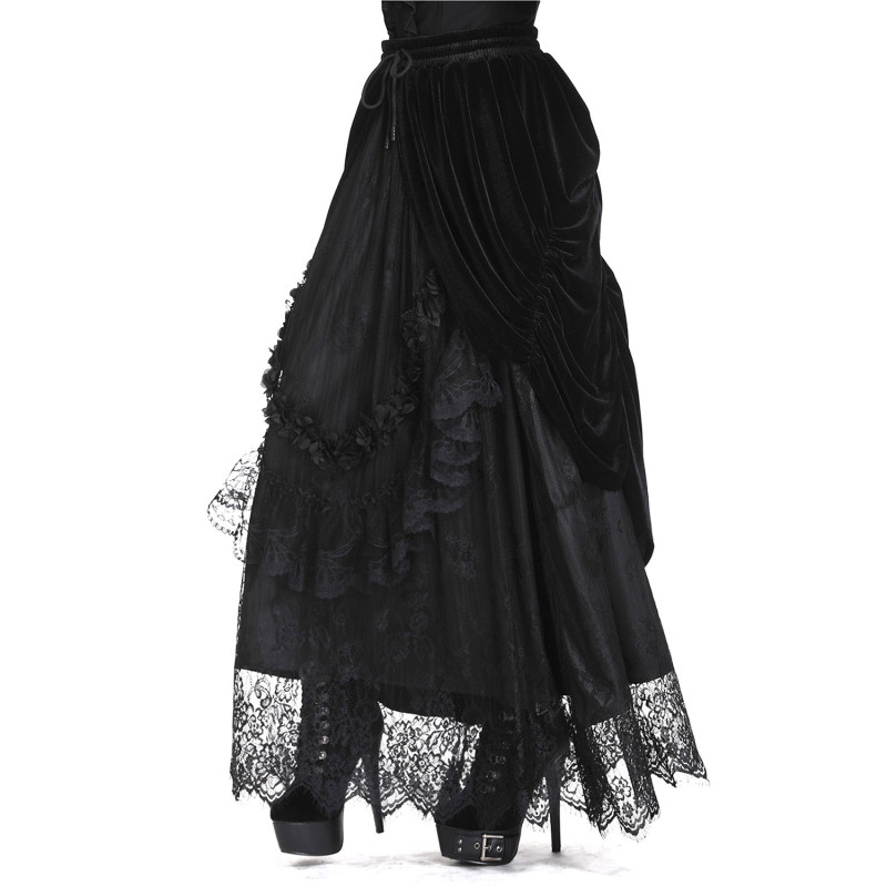 Jupe Gothique Noire avec Velours