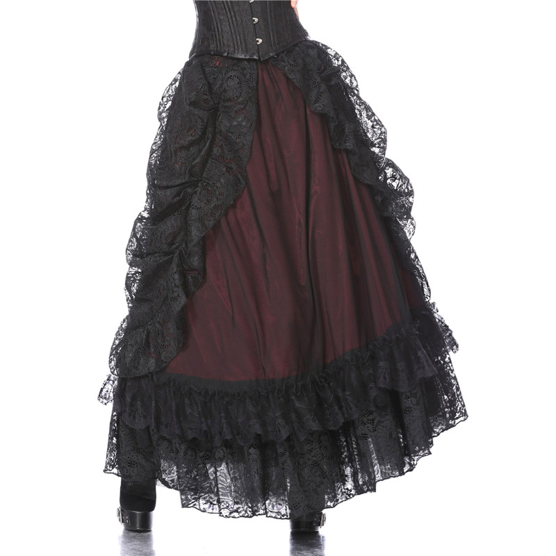 Red Gothic Skirt with Lace