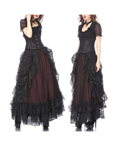Jupe Gothique Rouge avec Dentelle