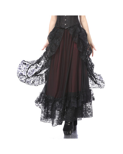 Red Gothic Skirt with Lace