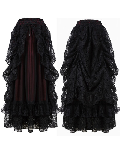 Red Gothic Skirt with Lace