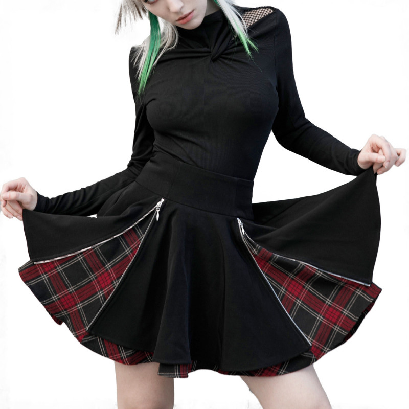 Saia com Zíperes e Tartan