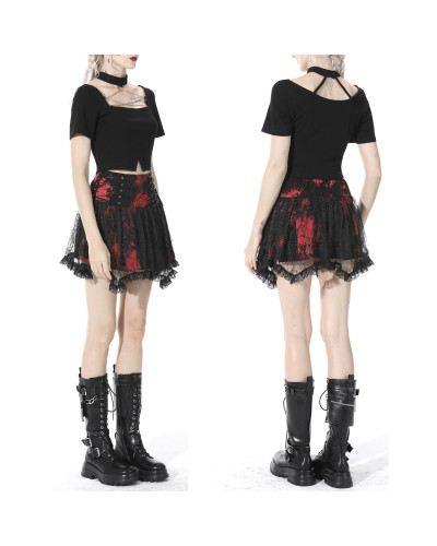 Falda Gótica Roja y Negra