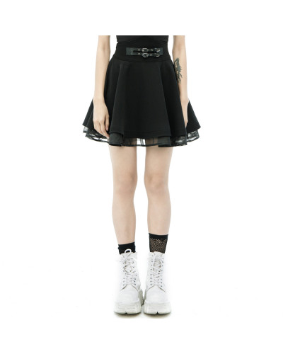 Gothic Mini Skirt with Buckles
