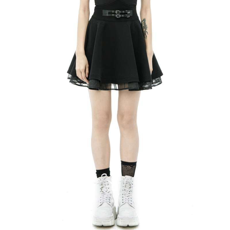 Gothic Mini Skirt with Buckles