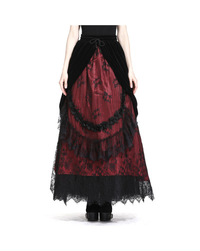 Red Gothic Skirt with Velvet