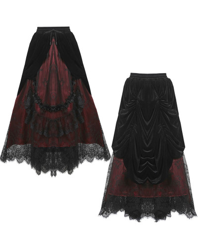 Red Gothic Skirt with Velvet