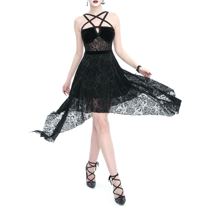 Vestido Gótico Negro con Tirantes