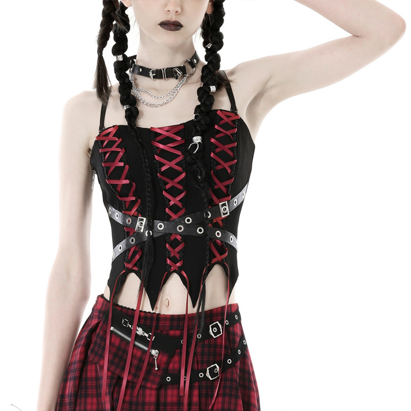 Top Gótico Rojo y Negro