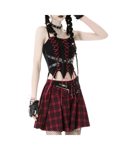 Top Gótico Preto e Vermelho