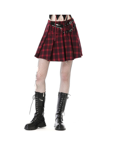 Jupe Tartan Gothique Rouge et Noir
