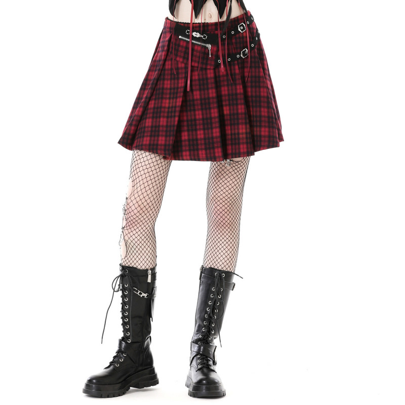 Falda Gótica Tartán Rojo y Negro