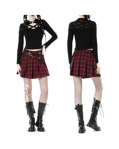 Saia Tartán Vermelho e Preto