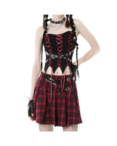 Falda Gótica Tartán Rojo y Negro