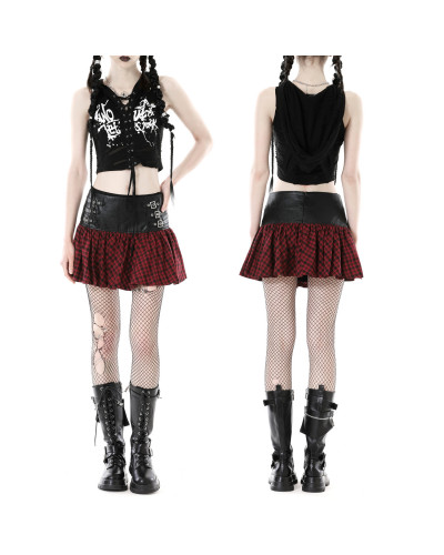 Falda Gótica con Tartán Rojo y Negro
