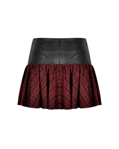 Falda Gótica con Tartán Rojo y Negro
