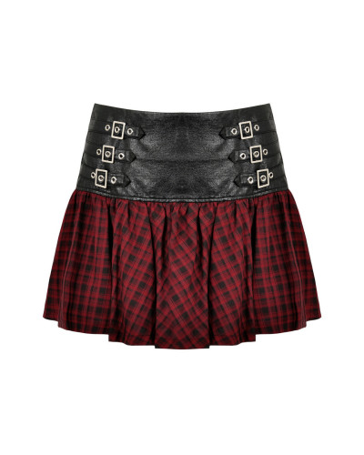 Falda Gótica con Tartán Rojo y Negro
