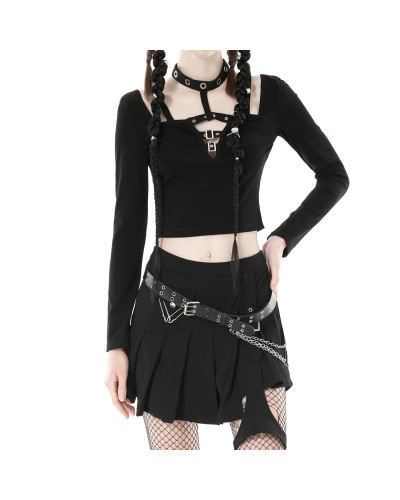 Gothic T-Shirt mit Schnallen