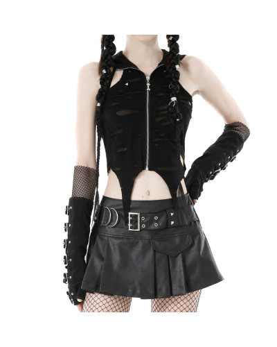 Gothic Top mit Kapuze