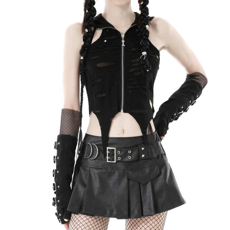Gothic Top mit Kapuze