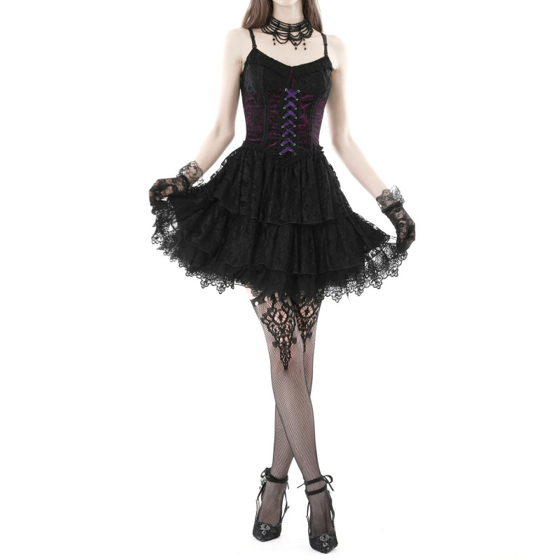 Vestido Gótico con Encaje y Cruzado