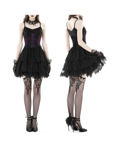 Vestido Gótico con Encaje y Cruzado