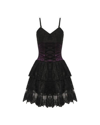 Vestido Gótico con Encaje y Cruzado