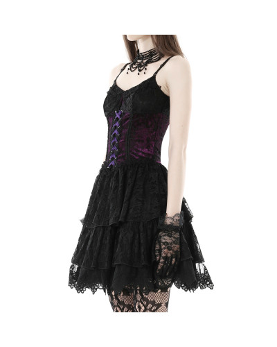 Vestido Gótico con Encaje y Cruzado