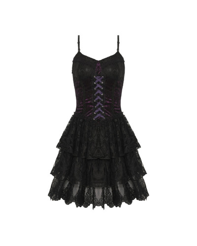 Vestido Gótico con Encaje y Cruzado