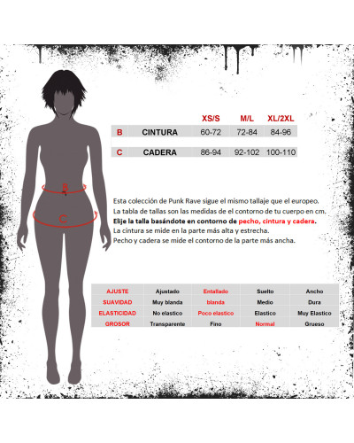 Falda Negra y Roja con Cadenas