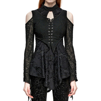 Gothic T-Shirt mit Offenen Schultern