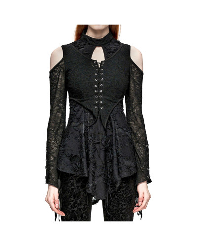 Gothic T-Shirt with Open Shoulders