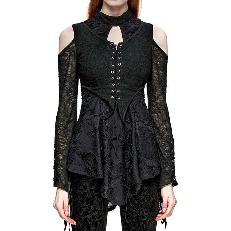 Gothic T-Shirt with Open Shoulders