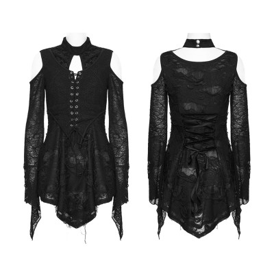Gothic T-Shirt mit Offenen Schultern