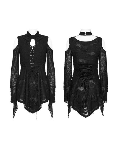 T-Shirt Gothique avec Épaules Ouvertes