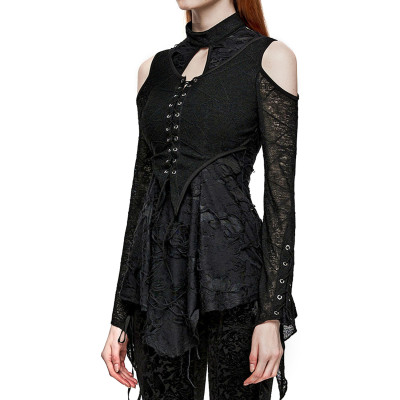 Gothic T-Shirt mit Offenen Schultern
