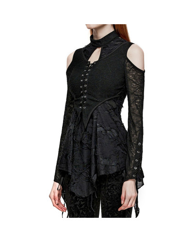 Gothic T-Shirt with Open Shoulders