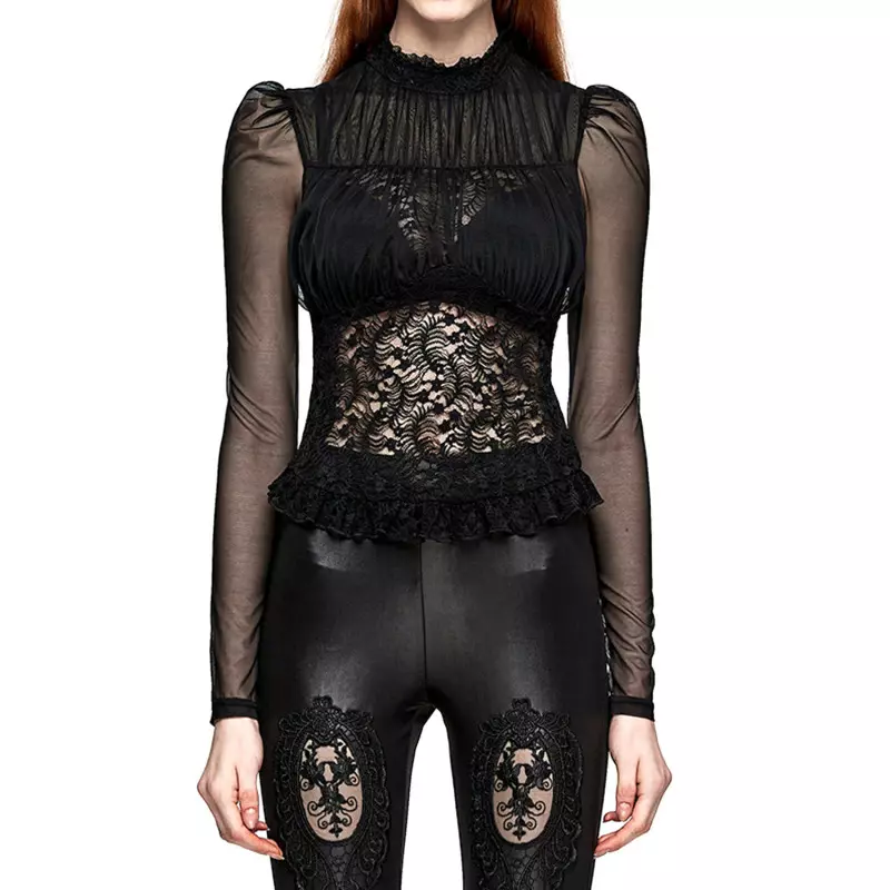 T-Shirt avec Dentelle de la Marque Punk Rave à 32,67 €